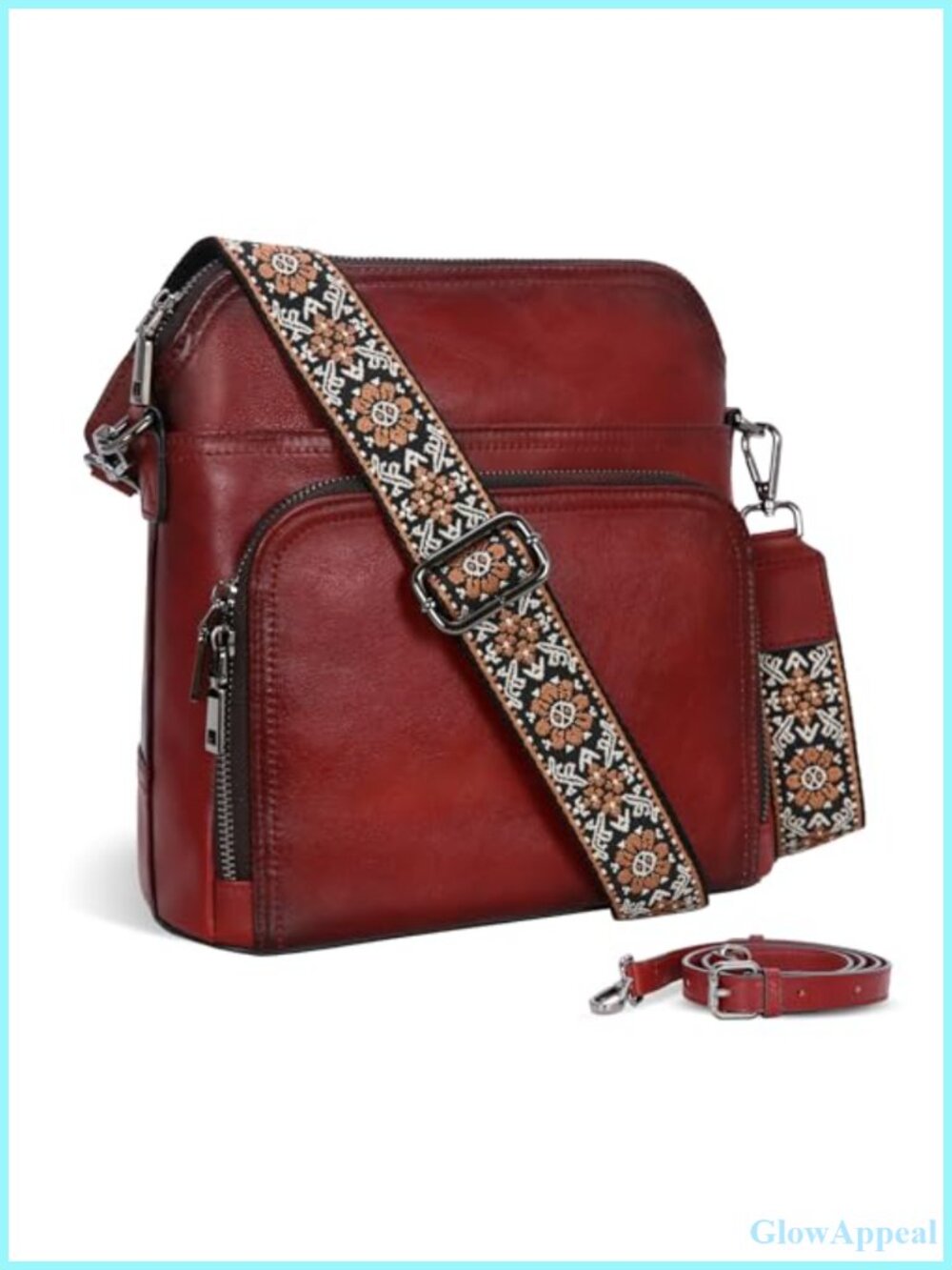 Vintage Cowhide Leather Crossbody Bag Women Purse Handbag Built in Wallet